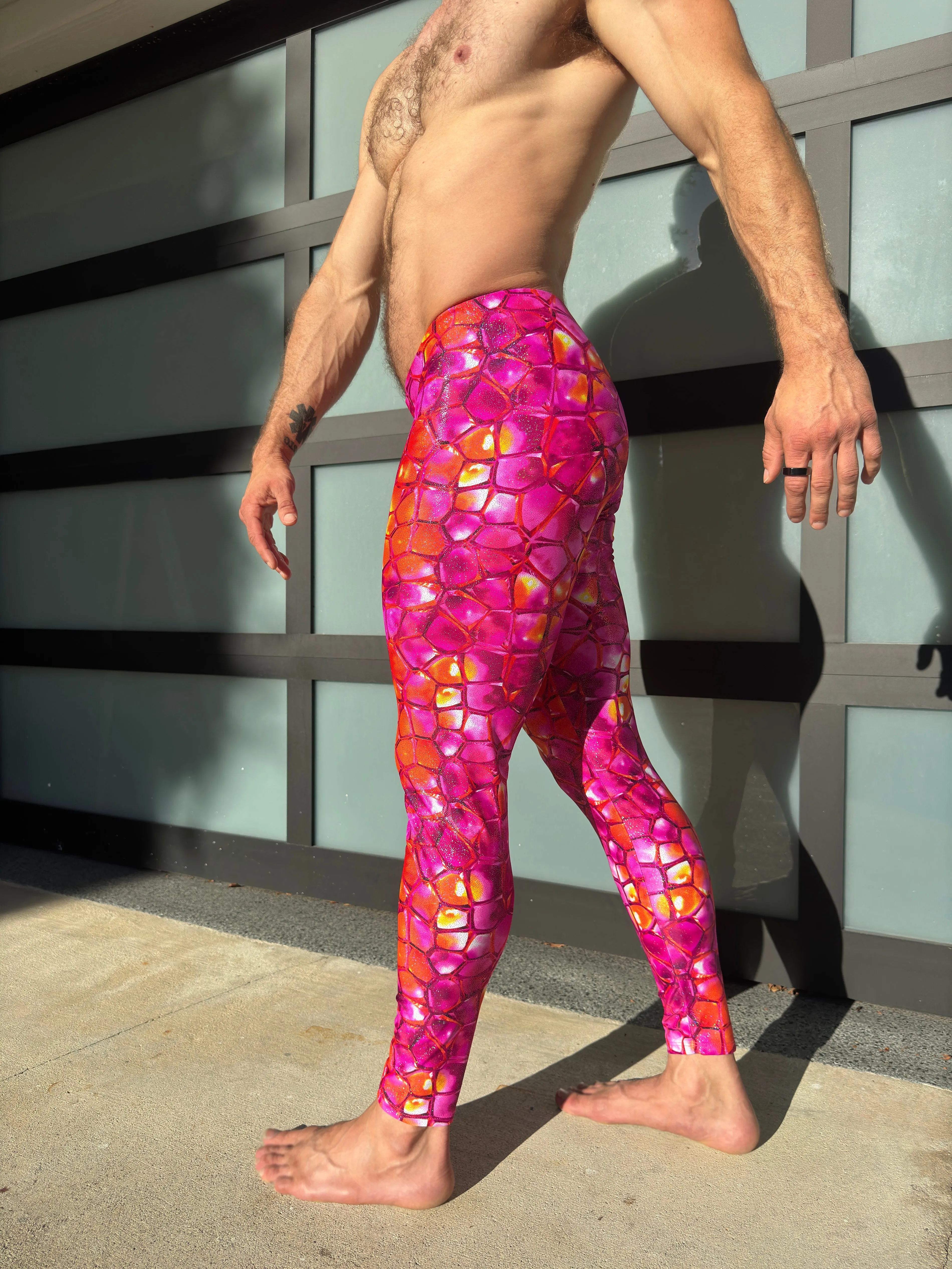 Nonsensical Pink Sample Sale - Geo Fractal / Turtle Shell / Sparkle Pants - Men's Leggings