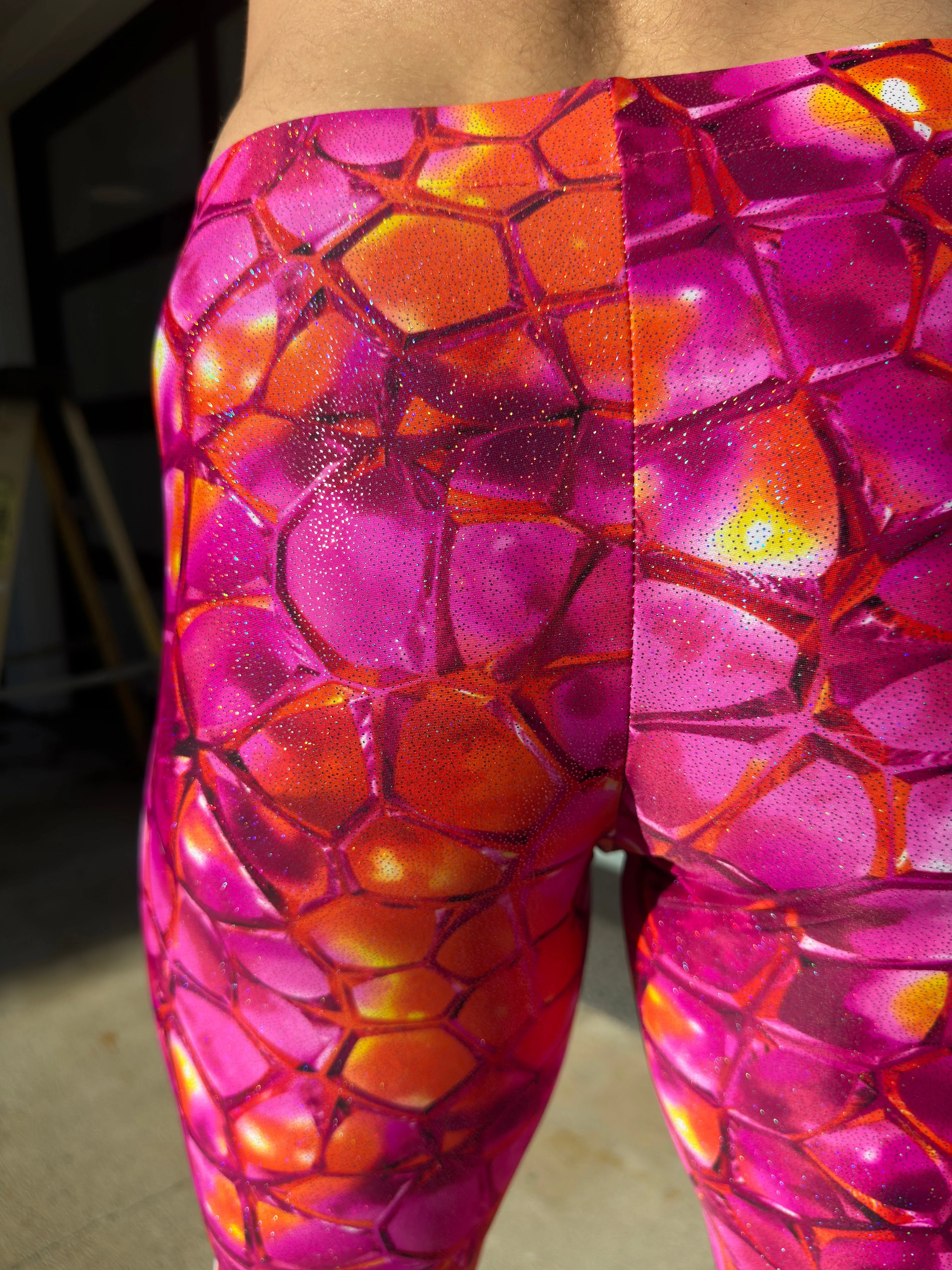 Nonsensical Pink Sample Sale - Geo Fractal / Turtle Shell / Sparkle Pants - Men's Leggings