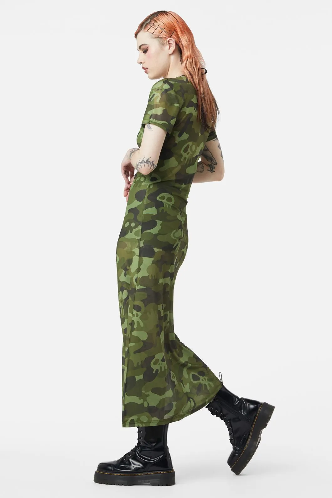 Nook Of The Garden Camo Mesh Dress
