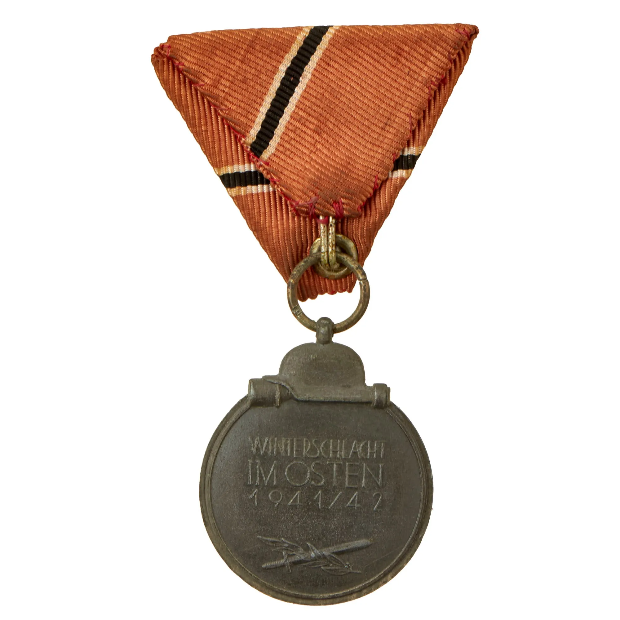 Original German WWII Eastern Front Medal with Named Award Document and Austrian Style Ribbon Mount - 186th Panzerjäger Detachment