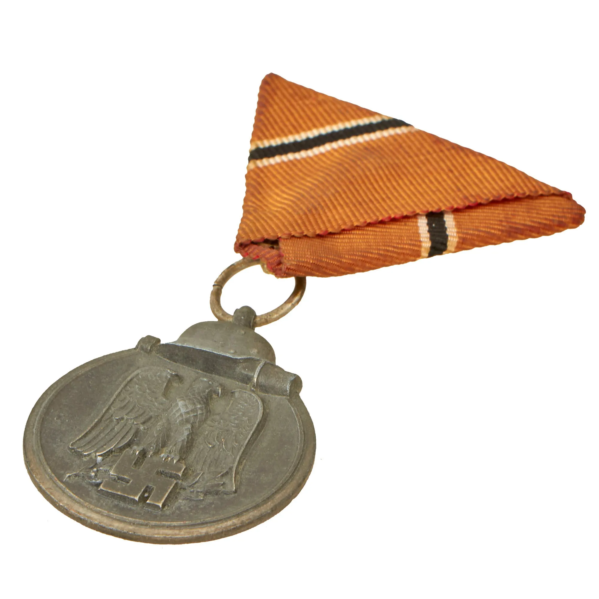 Original German WWII Eastern Front Medal with Named Award Document and Austrian Style Ribbon Mount - 186th Panzerjäger Detachment