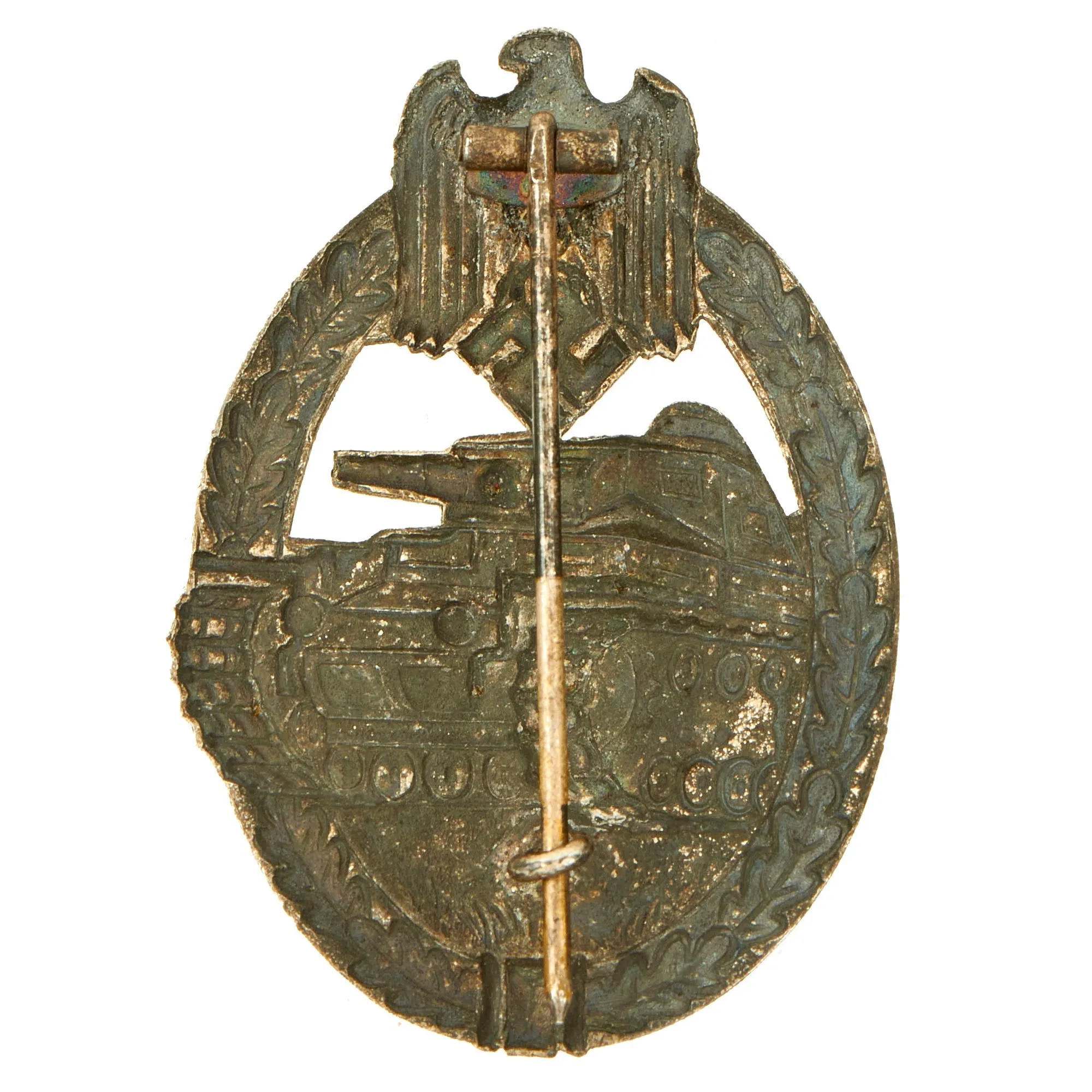 Original German WWII Silver Grade Panzer Assault Tank Badge with Named Award Document - Hollow Back