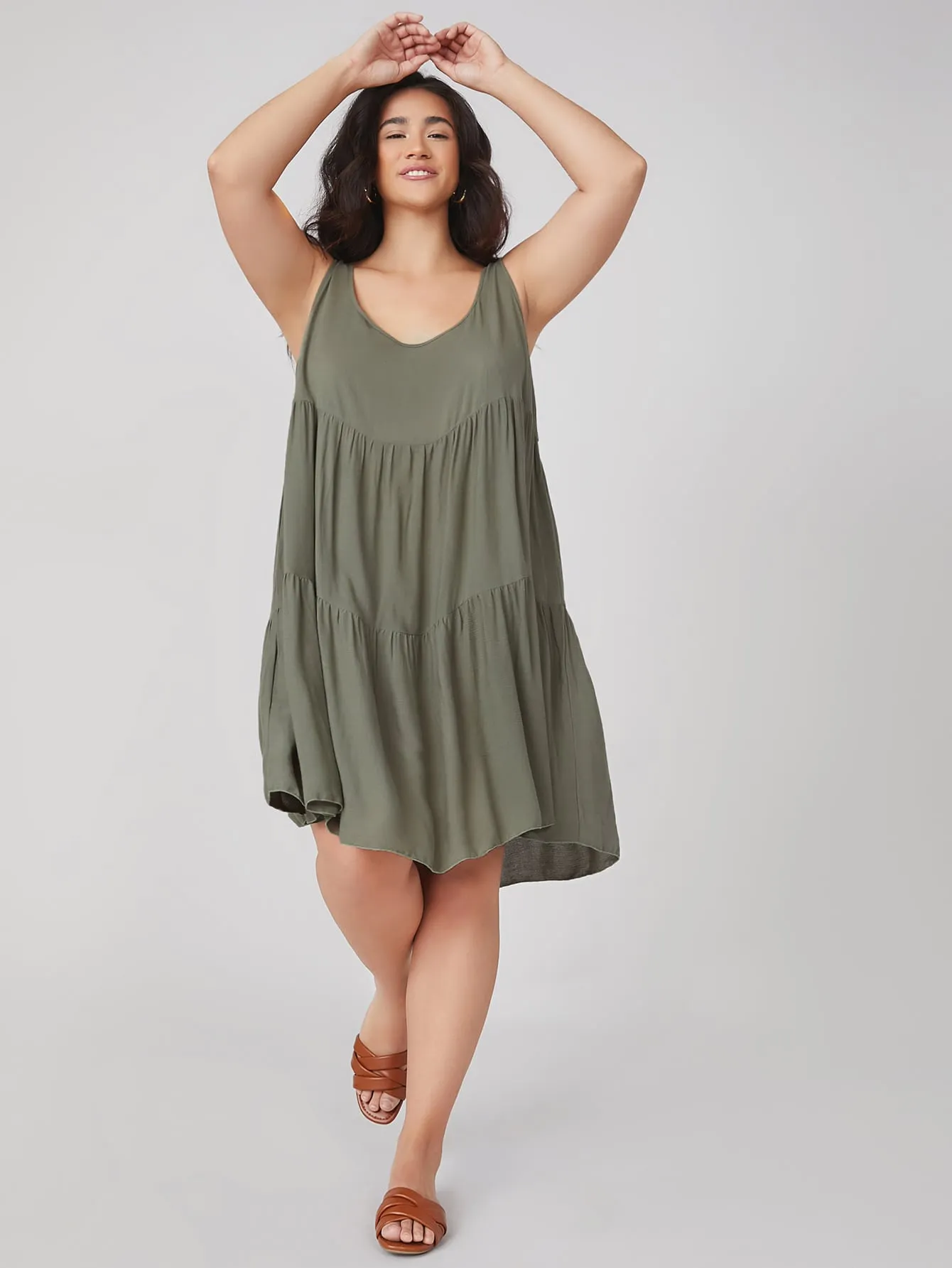 PLUS SIZE Adela Midi Dress - Khaki