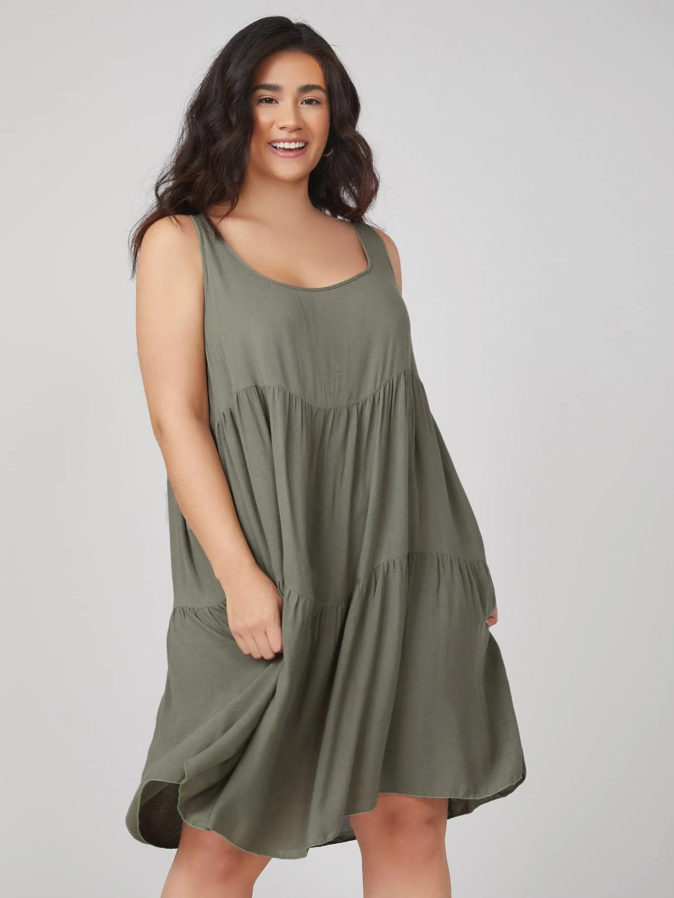 PLUS SIZE Adela Midi Dress - Khaki