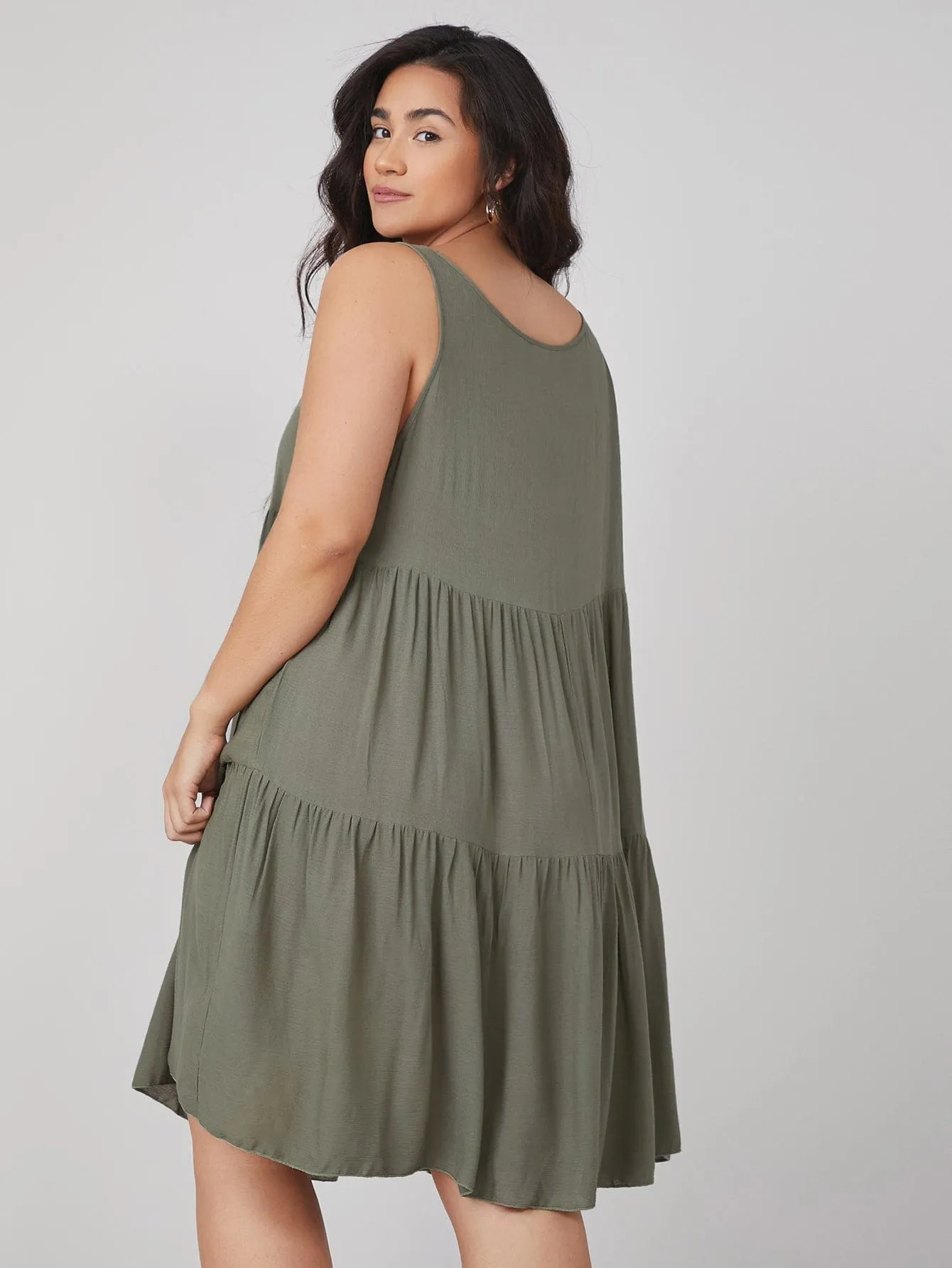 PLUS SIZE Adela Midi Dress - Khaki