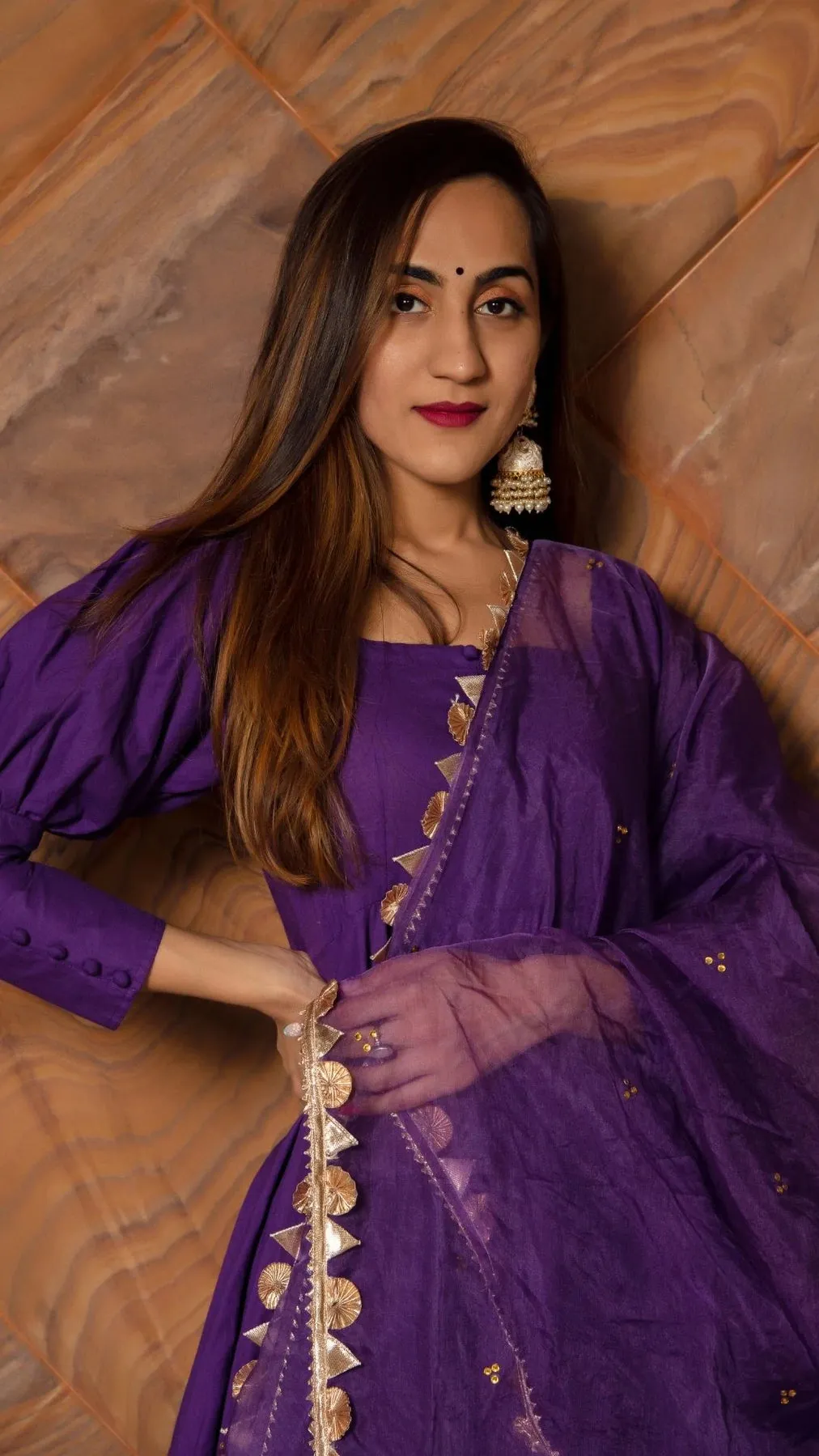 Pure Cotton Purple Anarkali Suit Set