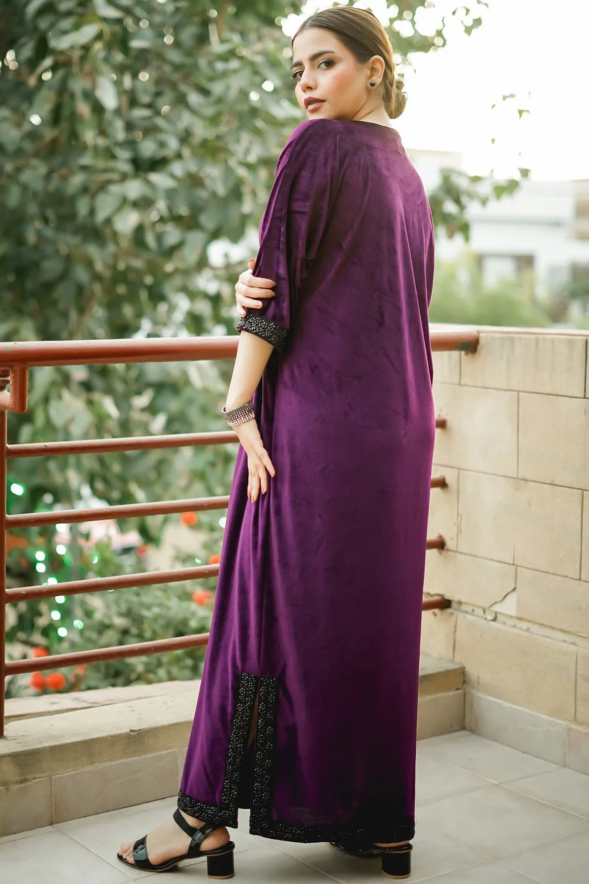 Purple Velvet Kaftan - W22 - WD00025