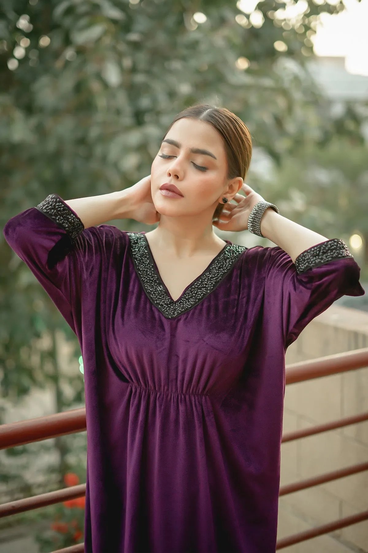 Purple Velvet Kaftan - W22 - WD00025