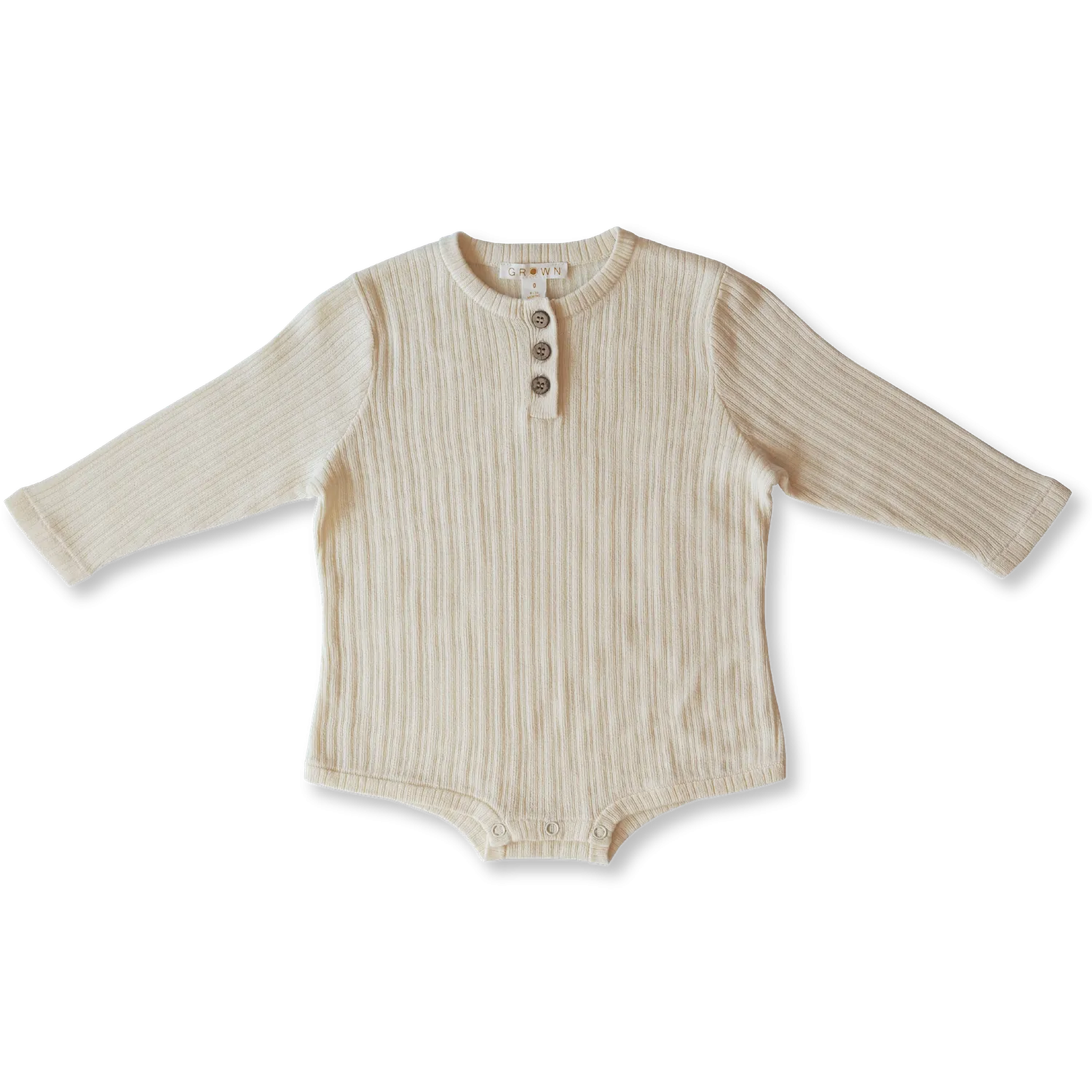 Ribbed button bodysuit -milk