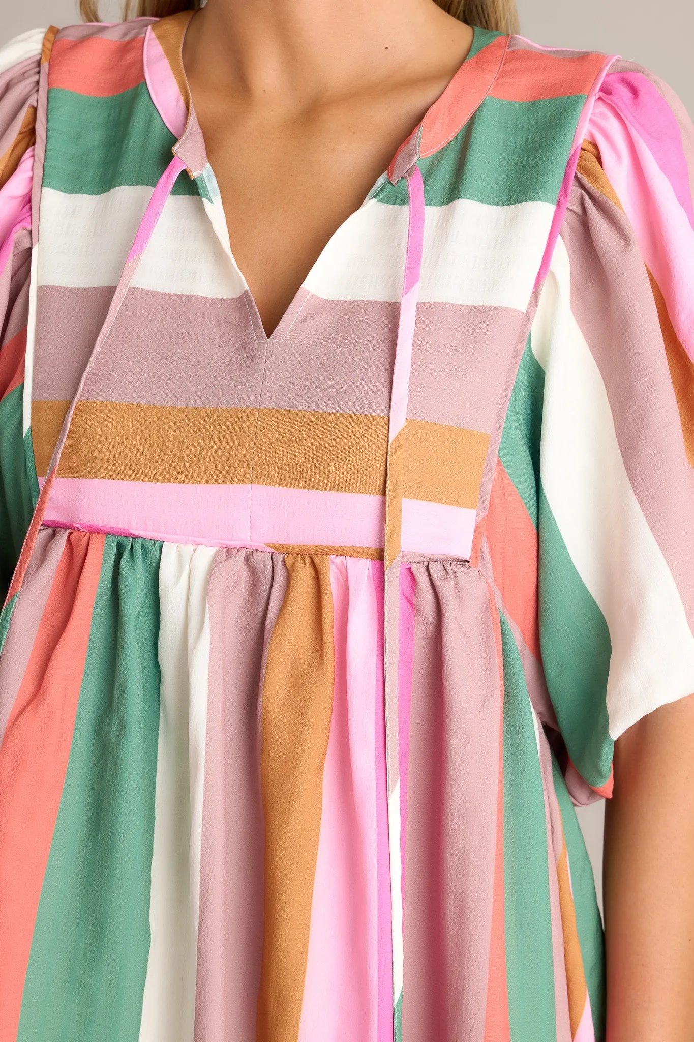 Riviera Retreat Green Multi Stripe Mini Dress