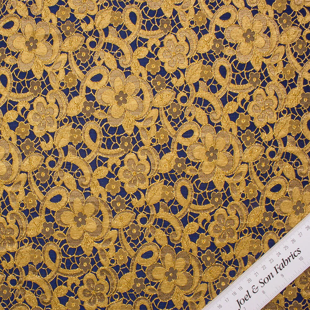 Royal Blue/Gold Metallic Cloqué