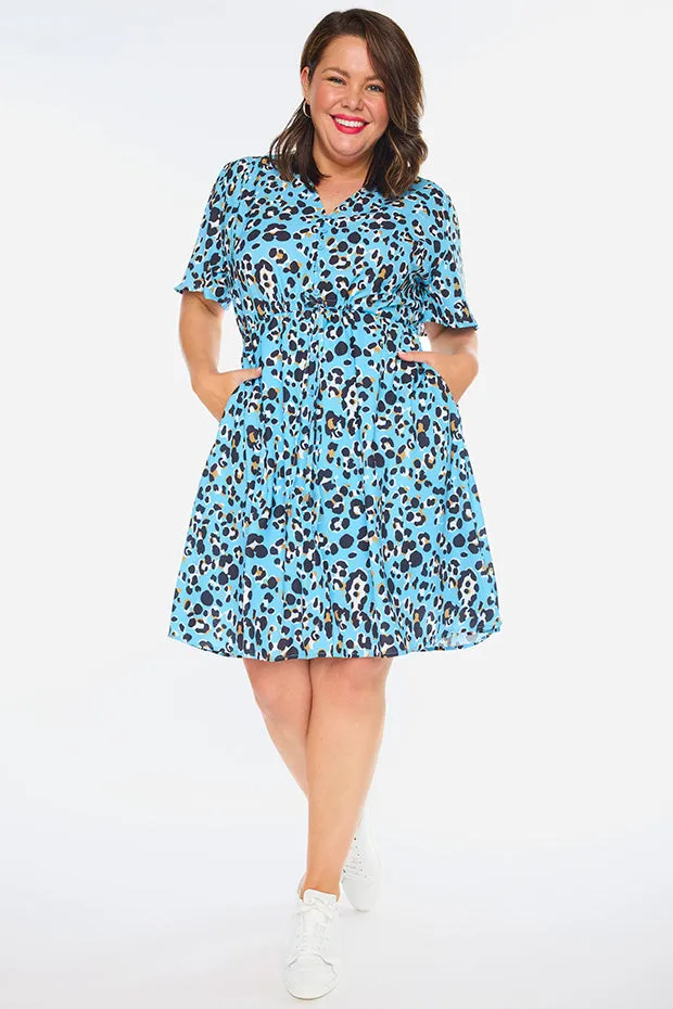 Siena Blue Leopard Dress