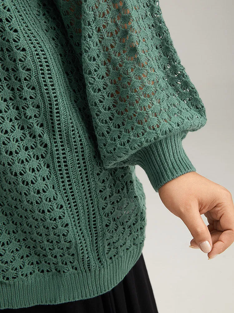 Solid Hollow Out Button Through Cardigan