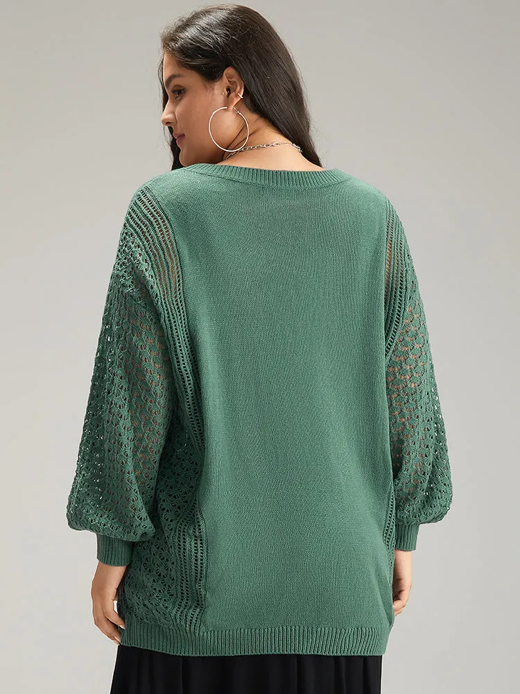 Solid Hollow Out Button Through Cardigan