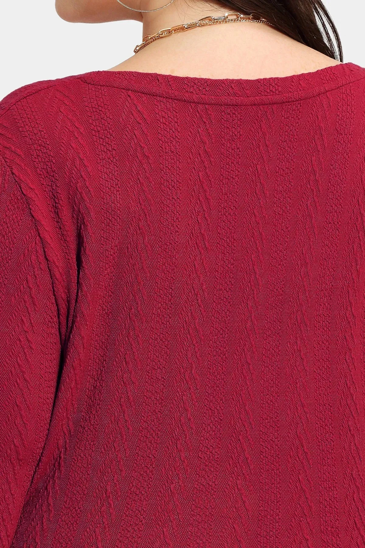Solid V-neck Loose Long Sleeve Basic Shirt