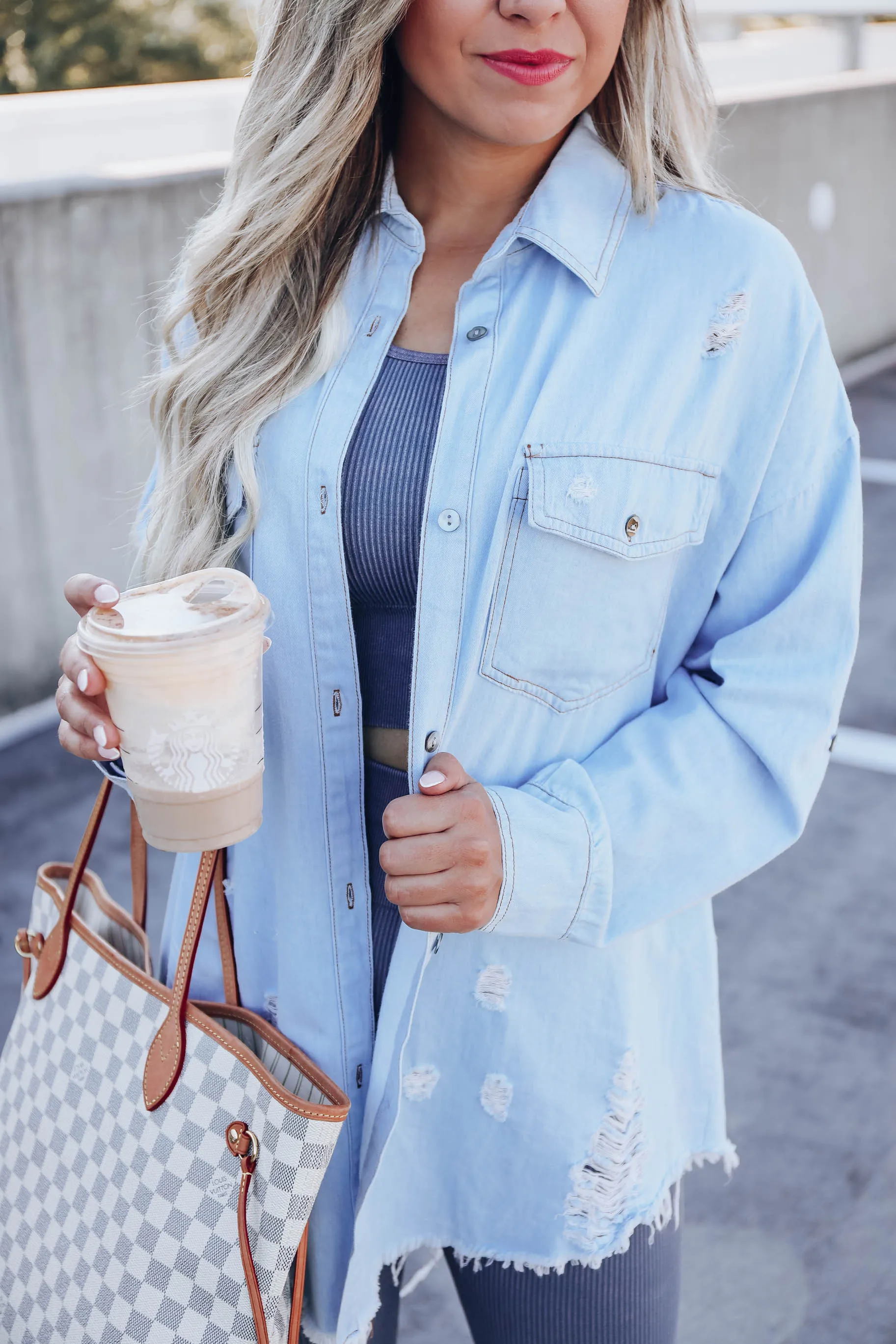 Stacy Distressed Button Down Shirt