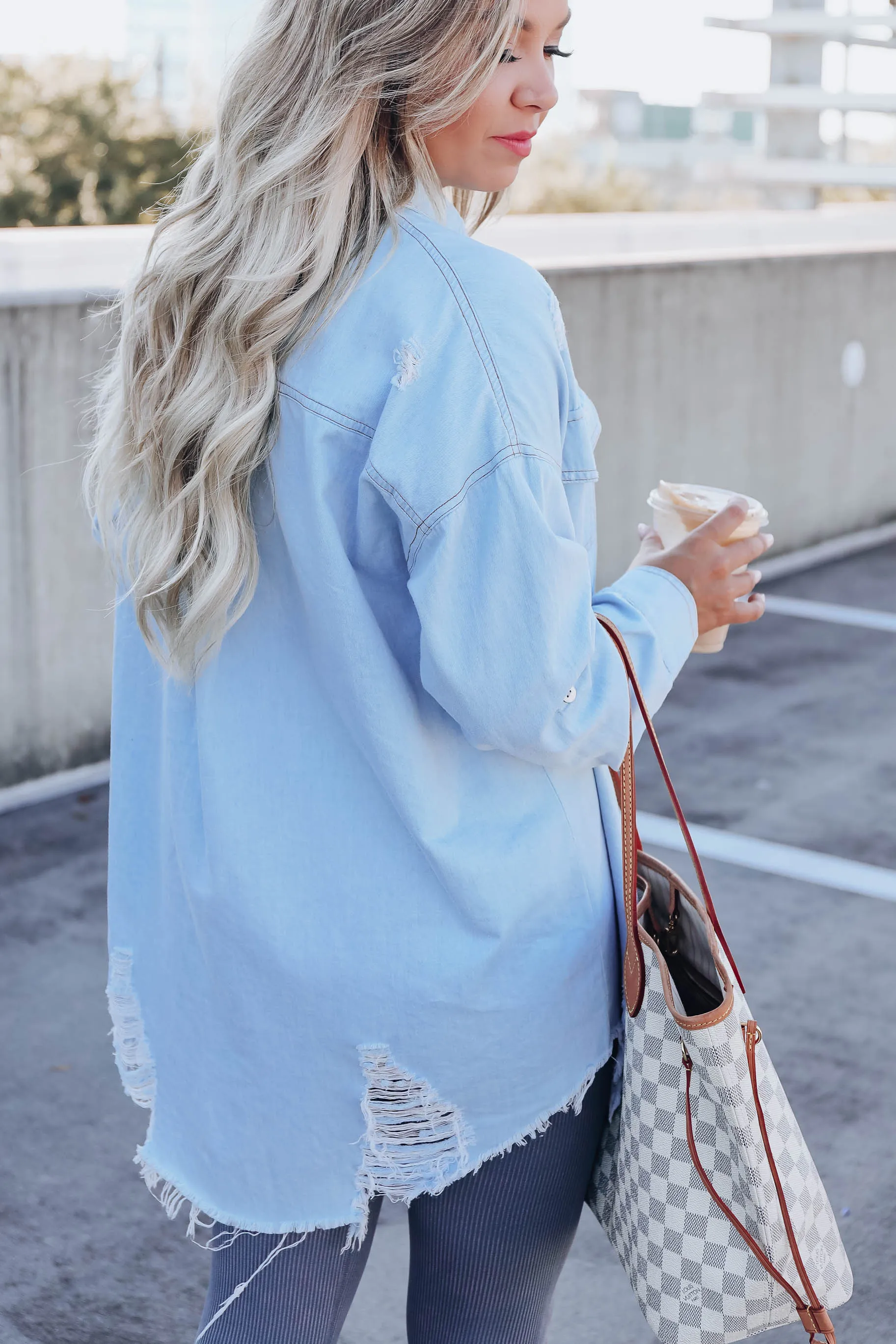 Stacy Distressed Button Down Shirt