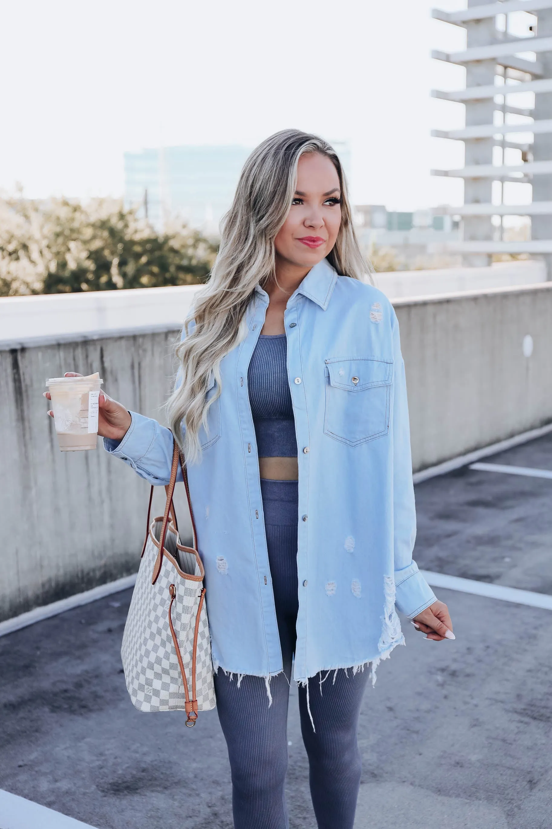 Stacy Distressed Button Down Shirt