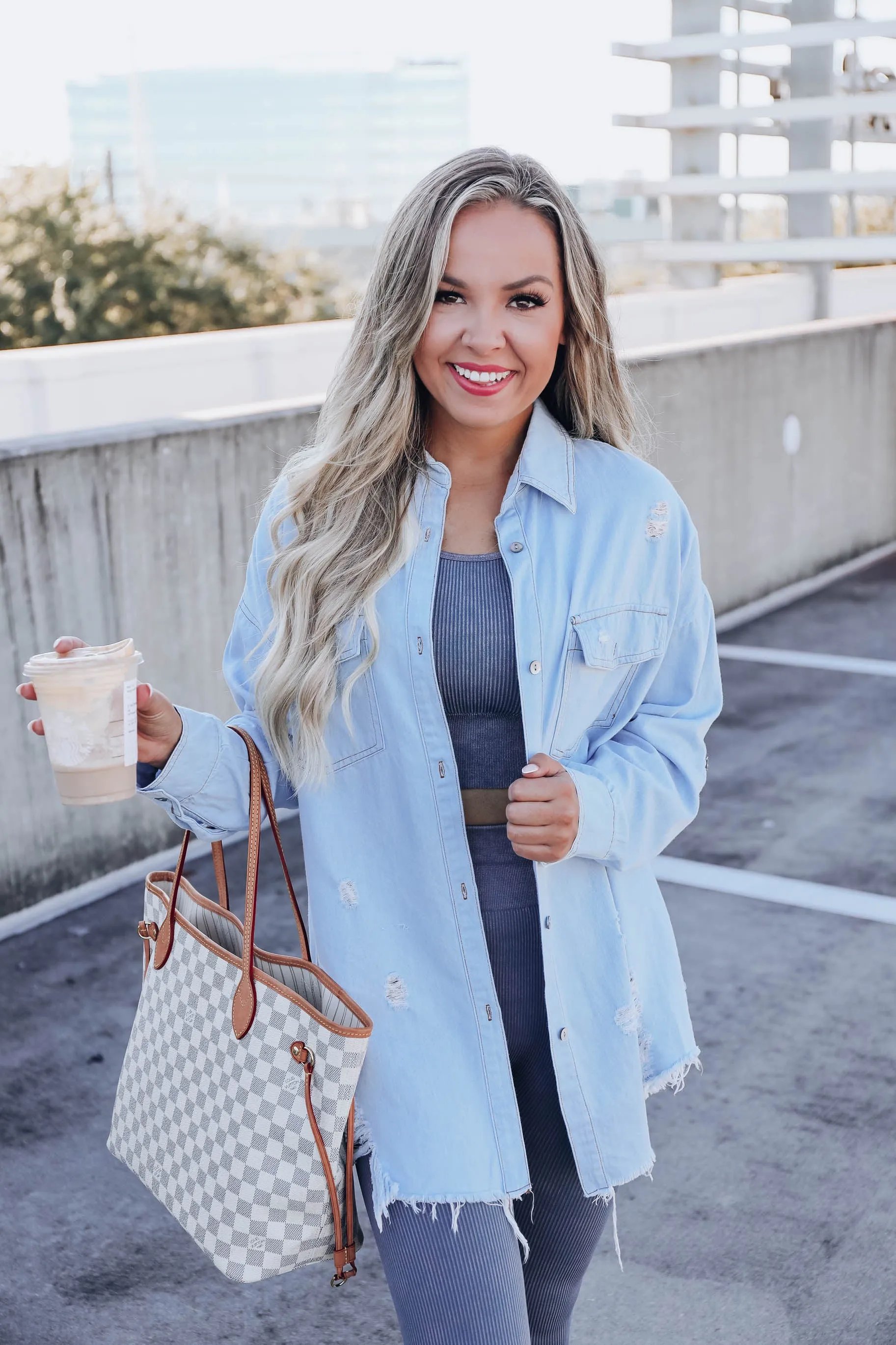 Stacy Distressed Button Down Shirt