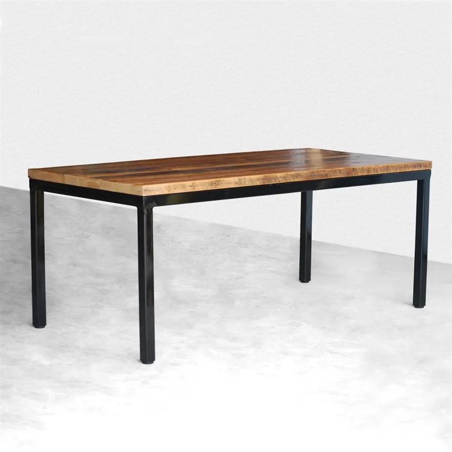 Steel Parsons Reclaimed Wood Dining Table