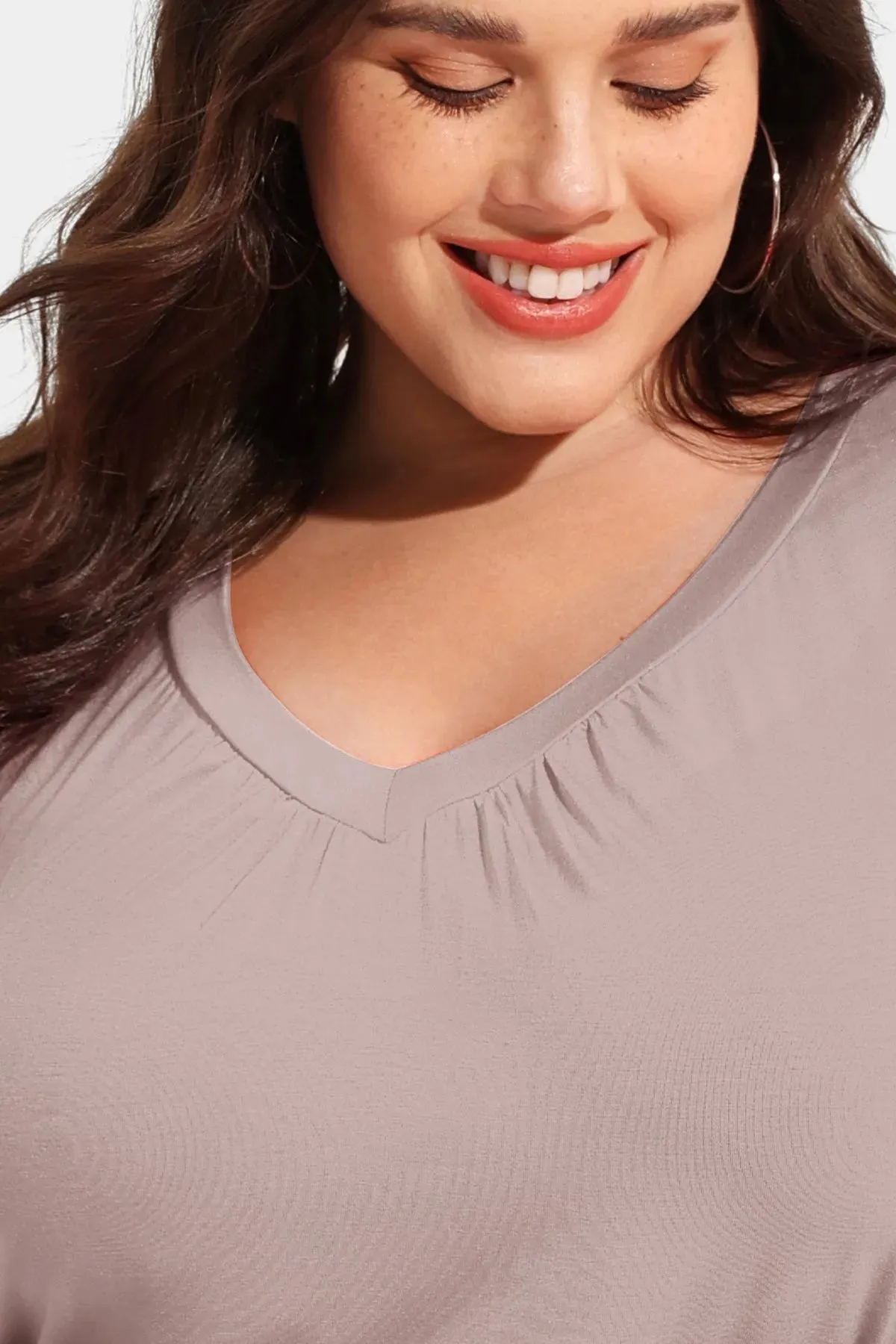 Supersoft Pleated V Neck Solid T-Shirt