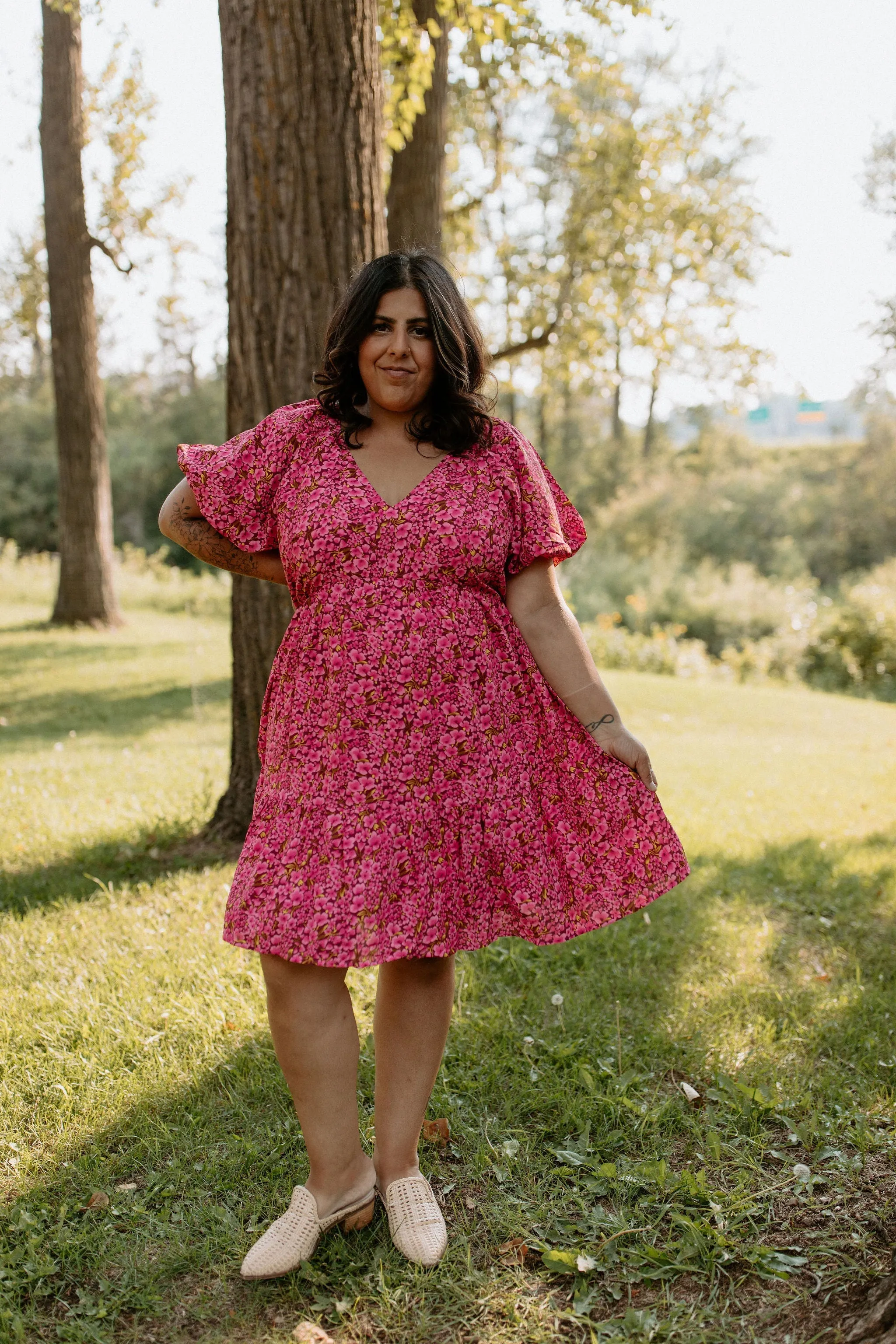 The Rosa Babydoll Dress - Fuchsia - PLUS