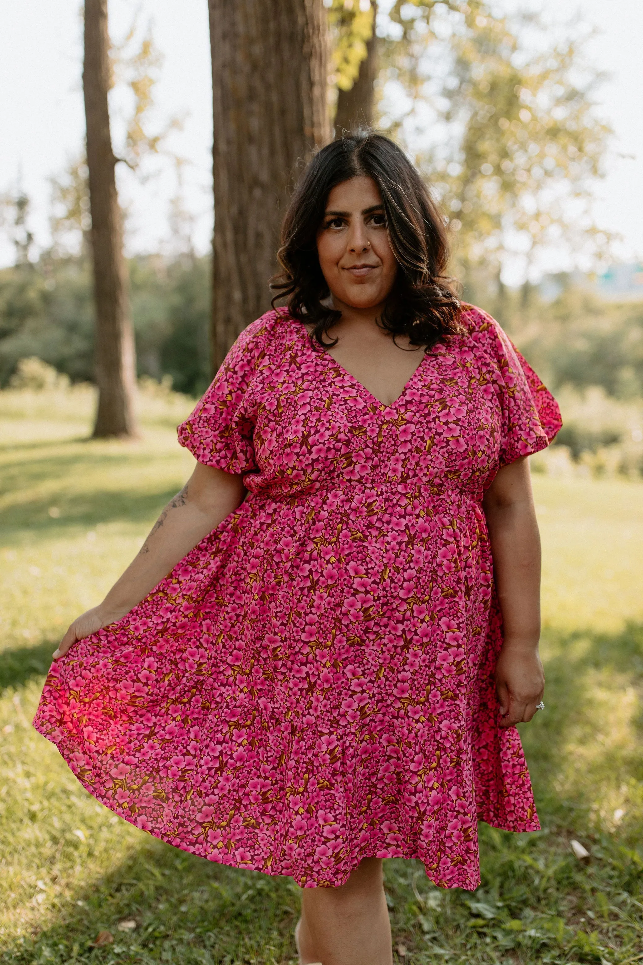 The Rosa Babydoll Dress - Fuchsia - PLUS