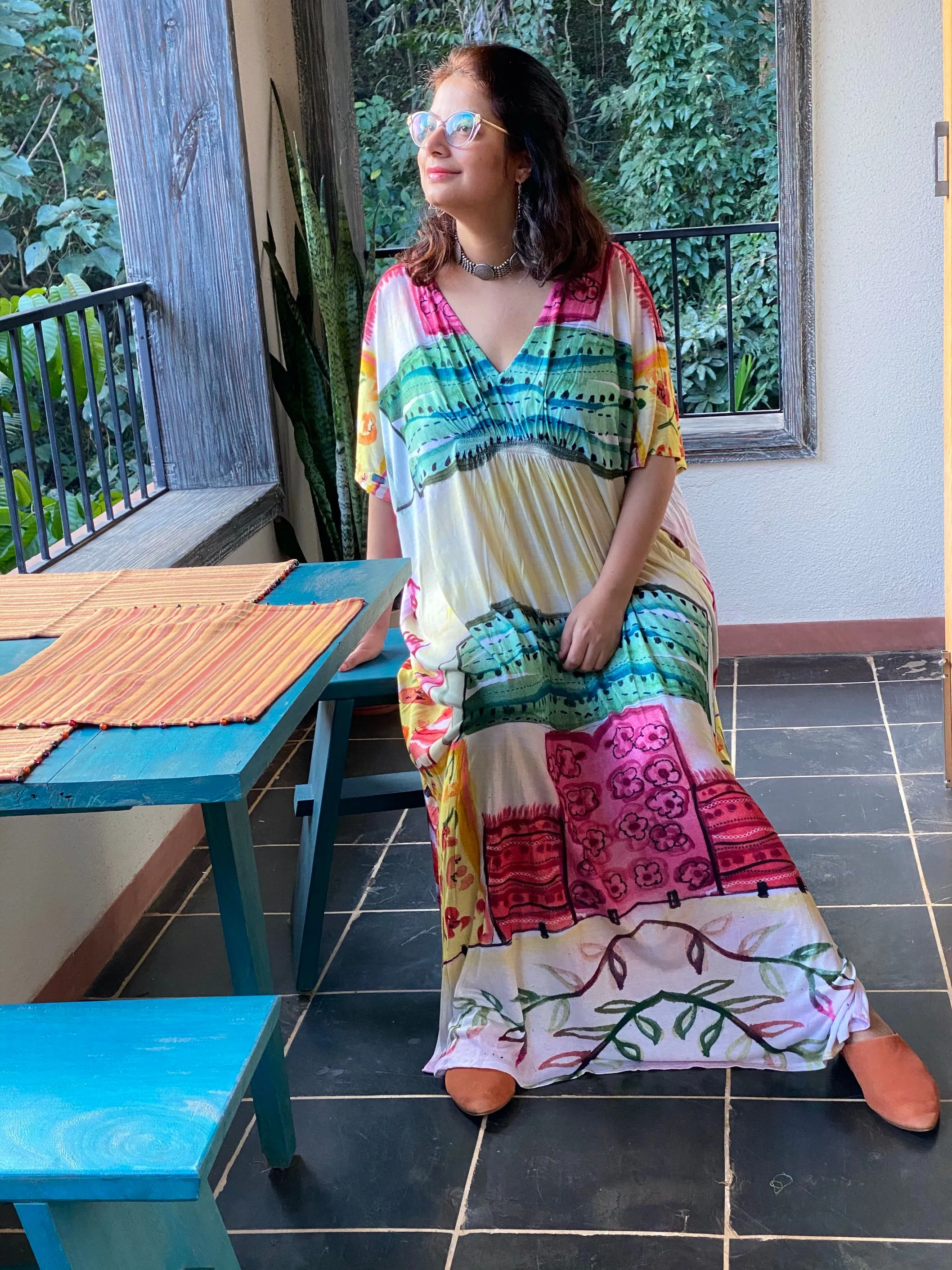 Urban Garden "Stunningly Simple" Style Caftan | Soft Jersey Knit Organic Cotton | Perfect Loungewear House Dress