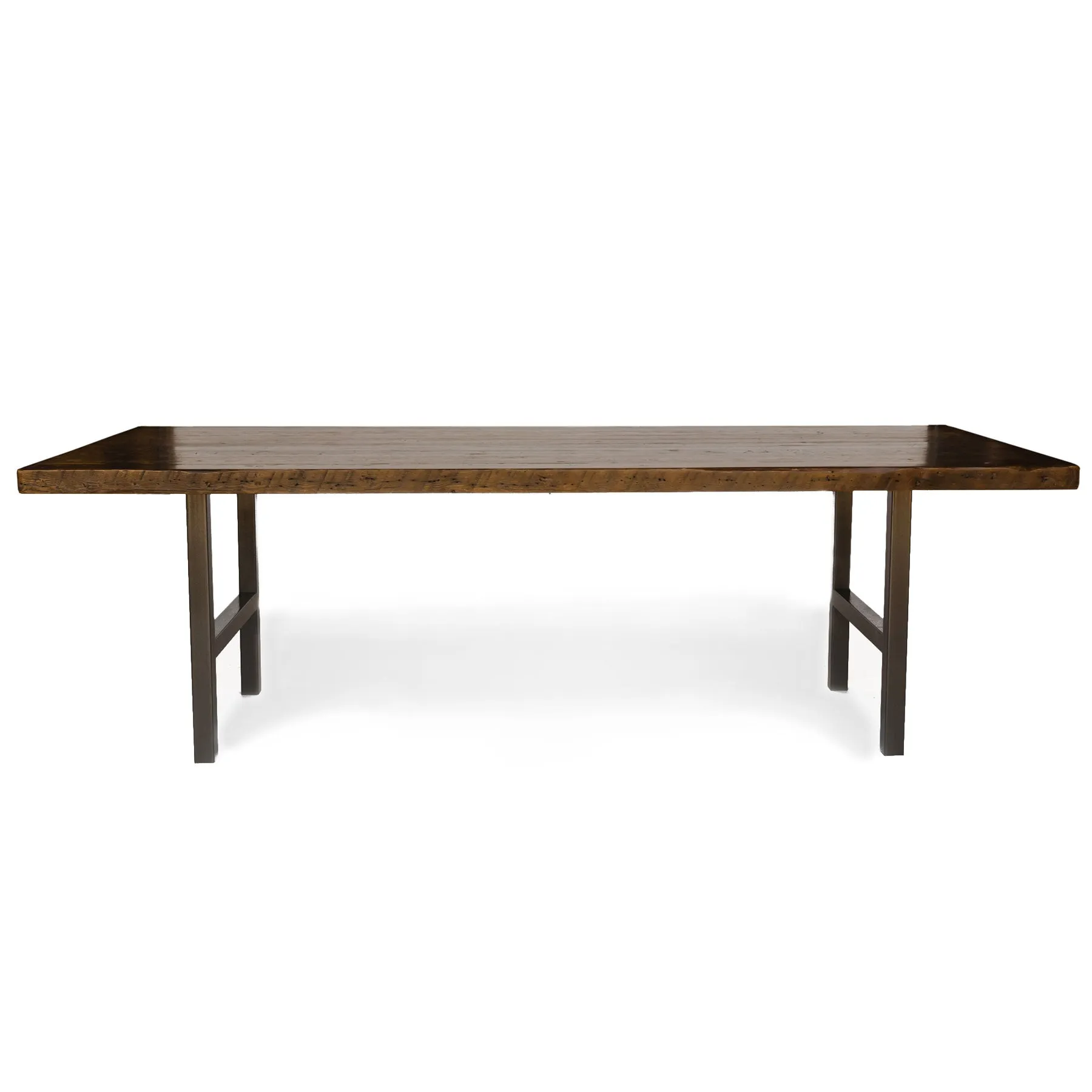 Urban Wood & Steel Dining Table with Narrow Base Style